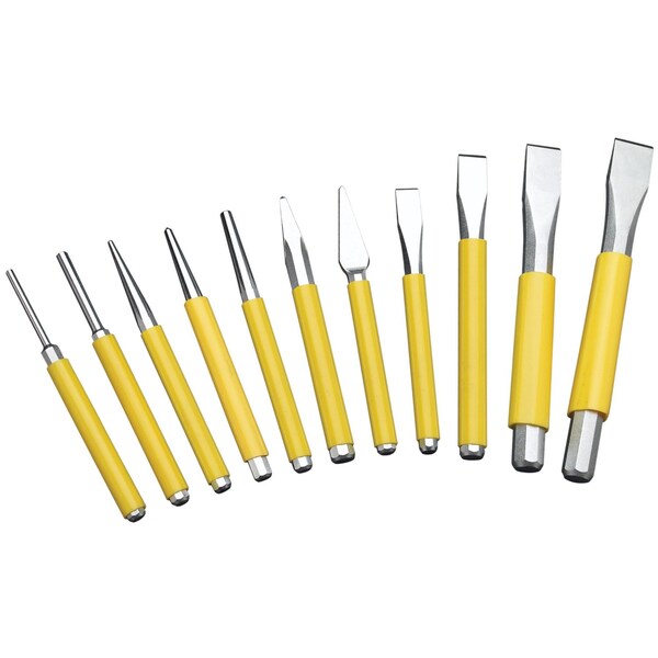 Performance Tool 12 pc. Chisel and Punch Set, Steel, Storage Pouch W751 - main