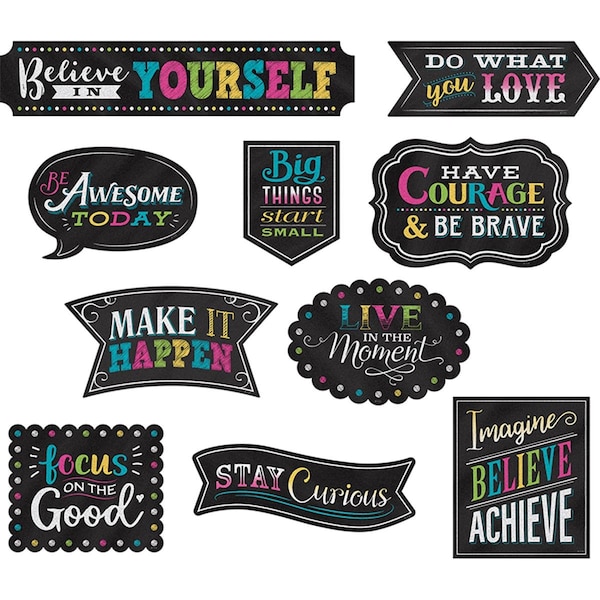 Roomfactory Positive Sayings Accents Chalkboard Brights Clingy Thingies, 2PK RO3478510 - main
