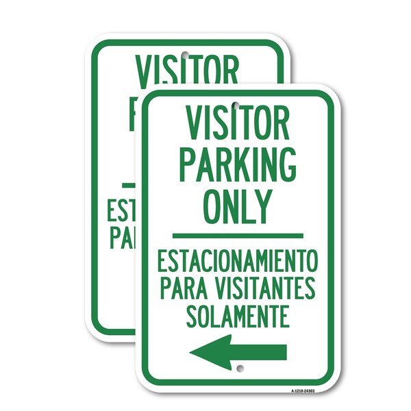 Signmission Bilingual Reserved Parking Sign Visitor Parking Only - , 12'' X 18'', Heavy Gauge Aluminum, 2PK A-1218-2PACK-24303 - main