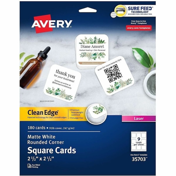 Avery Square Cards with Rounded Edges, PK180 35703 - main