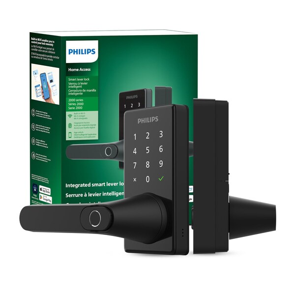 Philips Wi-Fi Smart Deadbolt Lock/Lever All in One Combo with Fingerprint Reader DDLOM1020X-1HW-MB - main