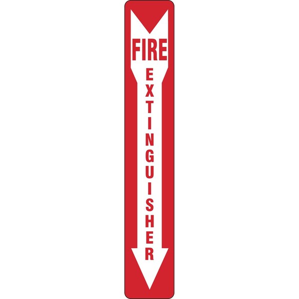 Brady Fire Extinguisher Sign, 4in H x 24in W, Red on White, Vinyl SV212E - main