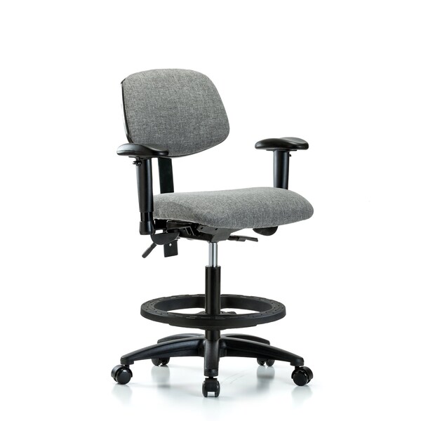 Blue Ridge Ergonomics Chair, Fabric, Med Bench, AA BF Casters, Gry, 6-Way Adjustable, 22" to 29" Height, Gray BR-FMBCH-RG-T0-A1-BF-RC-F44 - main