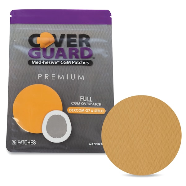 Coverguard CGM Overpatch, Dexcom G7, Stelo, Tan Full Coverage, Waterproof, Anti-Fray, Sensor Protection, 25PK 101-201T - main