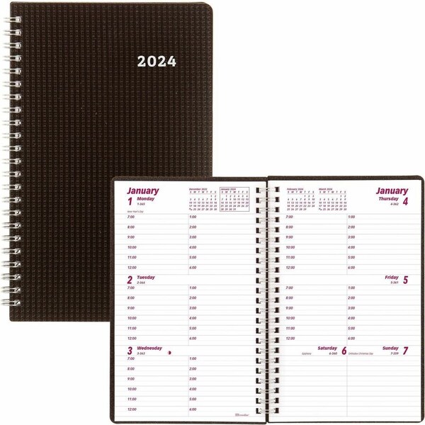 Brownline DuraFlex Weekly Planner, 8 x 5, Black, 2022 CB75VBLK - main