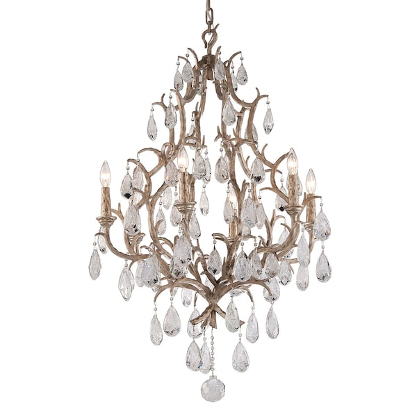 Corbett Lighting Amadeus 6 Light Chandelier 28 In. Stria Gold Leaf 163-06-SGL - main