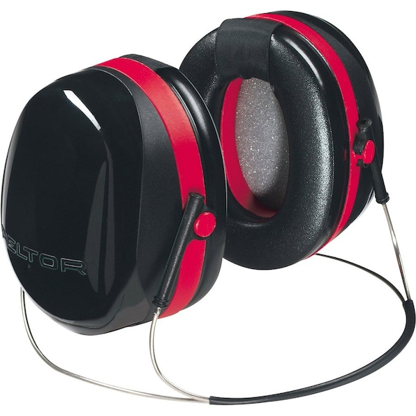 3M Peltor Peltor Optime 105 Behind-the-Neck Ear Muffs, 29 dB NRR, Passive, General Purpose, Black/Red H10B - main