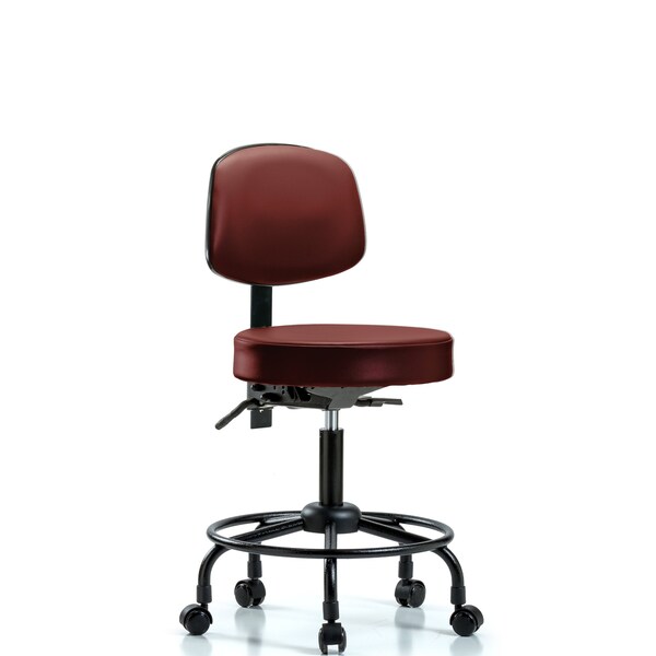 Blue Ridge Ergonomics Vinyl Stool, Back, Desk, Round Tube Base, Tilt, Casters, Taupe BR-VDHST-RT-T1-RC-8815 - main