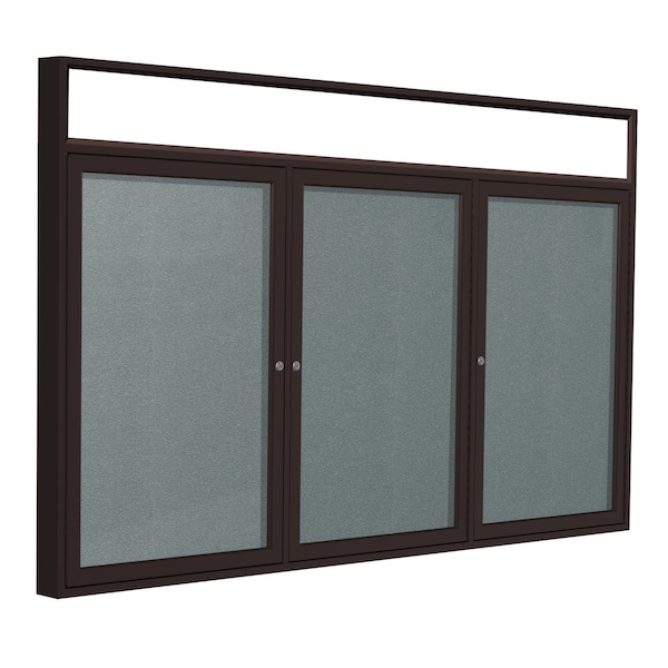 Ghent 48'' x 96'' Enclosed Vinyl Board, 3-Doors, Bronze Aluminum Frame, Illuminated Headliner, Stone PBVLX10-199 - main