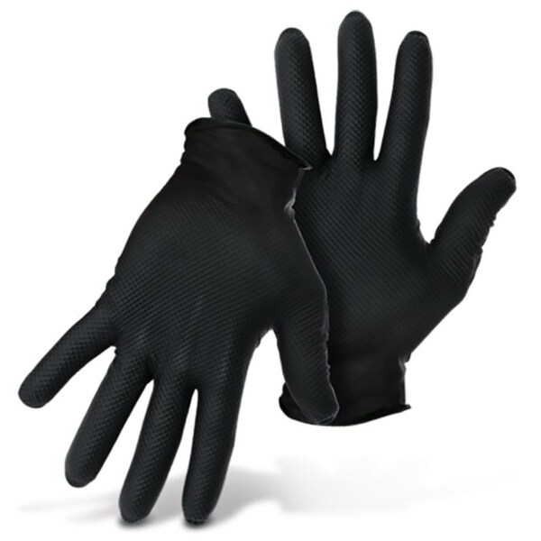 Grippaz Disposable Gloves, 8 mil Palm, Nitrile, L, Black G21091-L - main