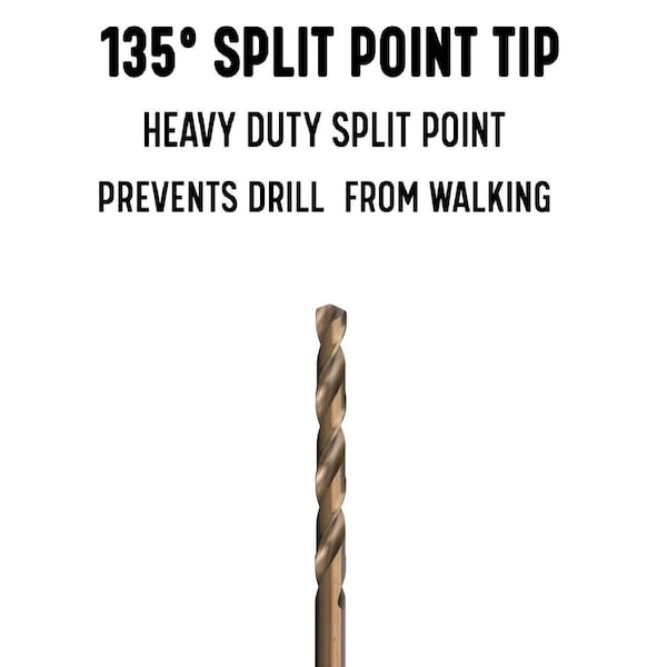 Drill America GLBCOX69/32 Cobalt Drill Bit - 9/32 Size, 135° Split Point, Gold Oxide Finish - Perfect For Tough Metals Like Stainless Steel & Titanium