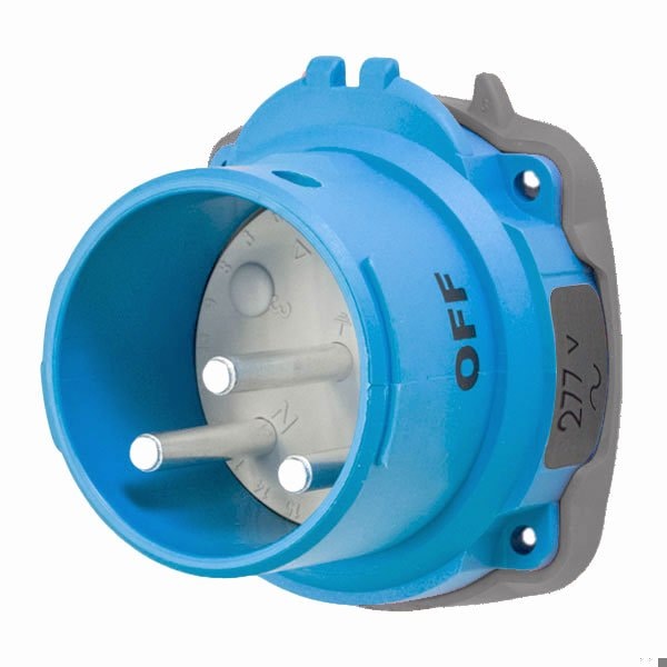 Meltric DSN30 INLET POLY BLUE SIZE 2 TYPE 4X IP 69 1P+N+G 30 A 277 VAC 60 Hz NO AUX 63-38045 - main