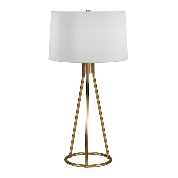 Homeroots 28" Brass Metal Table Lamp With White Drum Shade 524471 - main