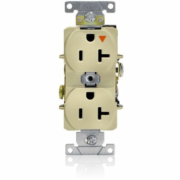 Leviton Straight Blade Receptacle, 5-20R, 20 A, 125V AC, 2 Pole, 3 Wire, Flush Mount, Single, Ivory 5362-IGI - main