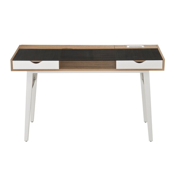 Homeroots 51" Walnut Wood and Stainless Steel Computer Desk 723734 - main