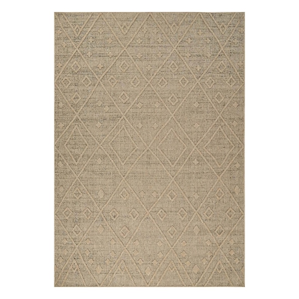 Homeroots 5' X 8' Beige and Brown Geometric Distressed Indoor Outdoor Area Rug 559075 - main