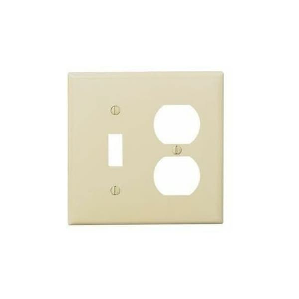 Leviton Combination Wallplate, Midway Size, Gang 2, Light Almond PJ18-T - main