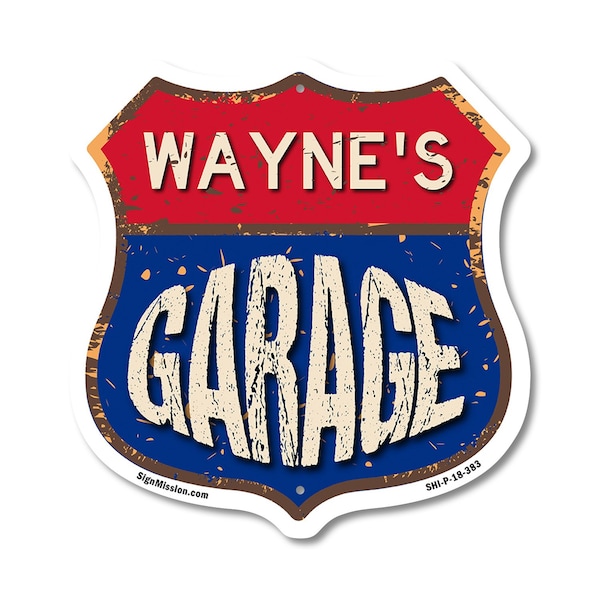 Signmission Wayne's Garage, 18 Inch X 18 Inch, Plastic Sign SHI-P-18-383-WAYNE - main