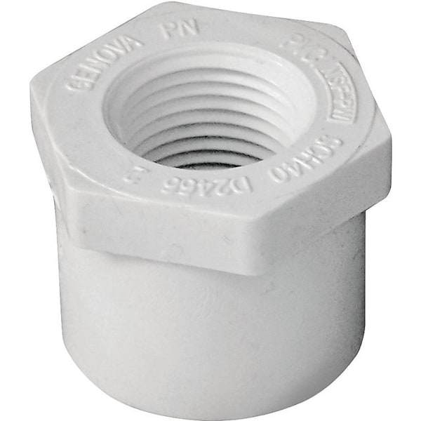 Lasco IPEX Reducing Bushing, 1 x 1/2 in, Spigot x FPT, White, SCH 40 Schedule, 150 psi Pressure 435724 - main