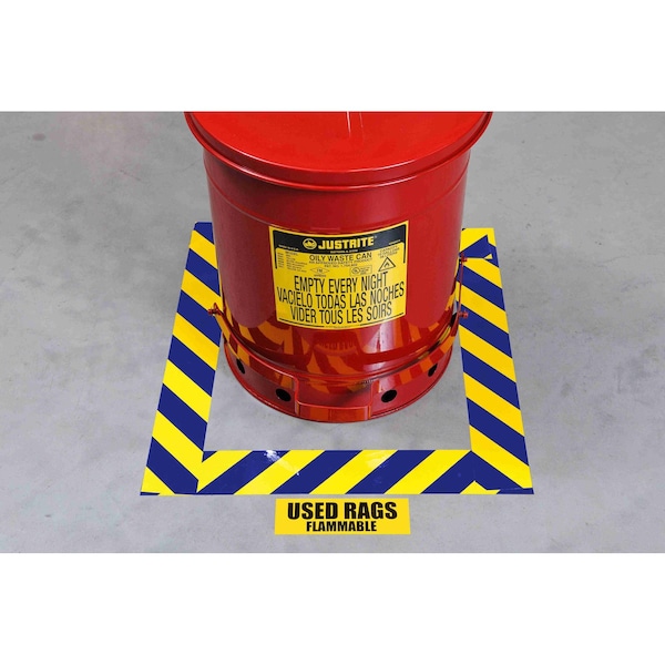 Brady ToughStripe Floor Marking Tape Roll, Diagonal Stripes, Blue on Yellow, 2in x 100ft, 100PK 132439 - main