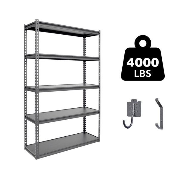 Shuntong Atlas 5-Tier 36 in.W x 18 in.D x 72 in.H Heavy Duty Storage Shelving Load 4000 Lbs, Laminated Board, Hammertone ATB-H36-18-72-5B - main