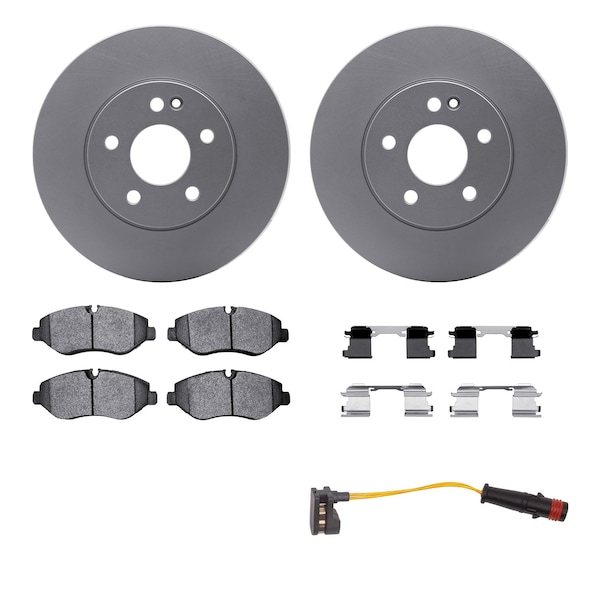 Dynamic Friction Co DFC GEOSPEC Coated Rotor- Heavy Duty Brake Pad includes Hardware and Sensor 4222-63123 - main