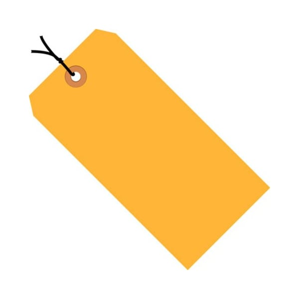 Box Packaging Shipping Tags, Pre Strung, #3, 3-3/4"L x 1-7/8"W, Fluorescent Orange, 1000/Pack G12032D - main