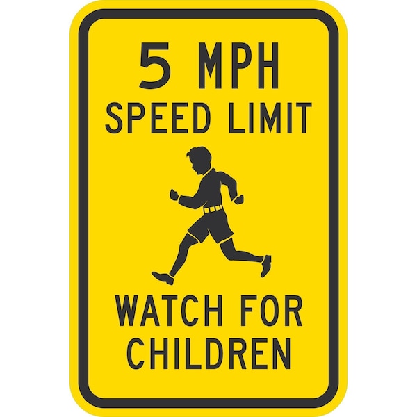 Lyle 5 Mph Speed Limit Watch For Children (W/Sym), 12x18, High Intensity Prismatic, Yellow G-4365-HI_12x18 - main