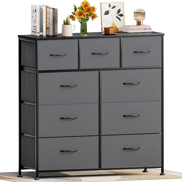 Infinipower Dresser for Bedroom with 9 Drawers, Wide Chest, Fabric Dresser, Storage Organizer Unit 3A88HKCABT9GRY - main