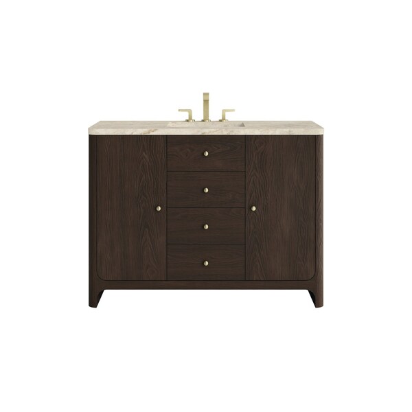 James Martin Vanities Gracyn 48" Single Vanity, Sable, w/ 3 CM Tajnar Eclos Widespread Top D125-V48-SBL-WTJR - main