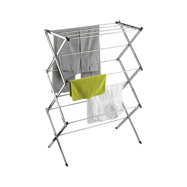 Honey-Can-Do 3-Tier Accordion Clothes Drying Rack, Chrome Plated Steel, 24-Linear Feet Capacity DRY-01234 - main