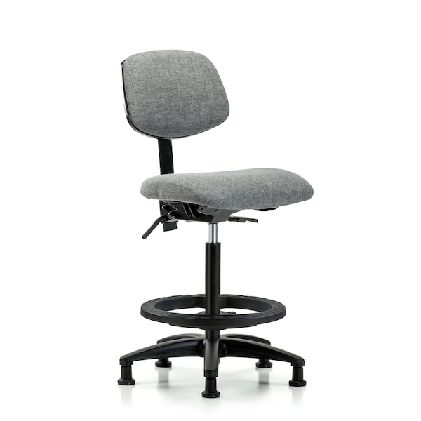 Blue Ridge Ergonomics Chair, Fabric, Hi Bench, Tilt BF Glides, Gry, No Arms, 26" to 35-1/2" Height, Grey BR-FHBCH-RG-T1-A0-BF-RG-F44 - main