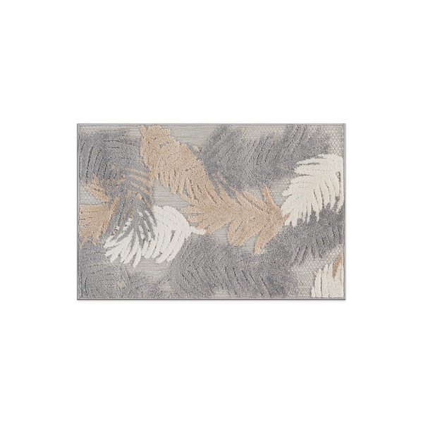 World Rug Gallery Vicenza Tropical Floral Indoor/Outdoor Area Rug 2 ft x 3 ft Beige 8011BEIGE2X3 - main