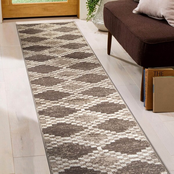 World Rug Gallery Southwestern Geometric Runner Rug 2 ft 3 in x 8 ft Beige WR92BEIGE2X8 - main