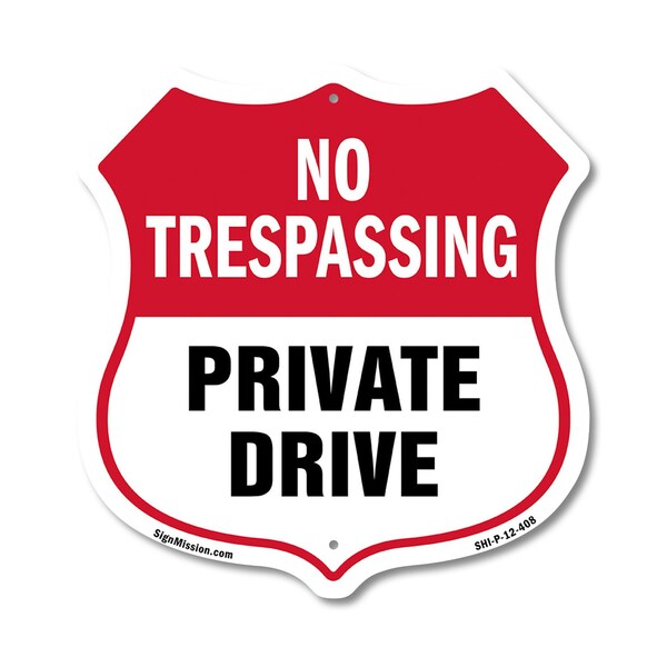 Signmission No Trespassing Shield Sign Private Drive, 12 Inch X 12 Inch, Plastic Sign SHI-P-12-408 - main