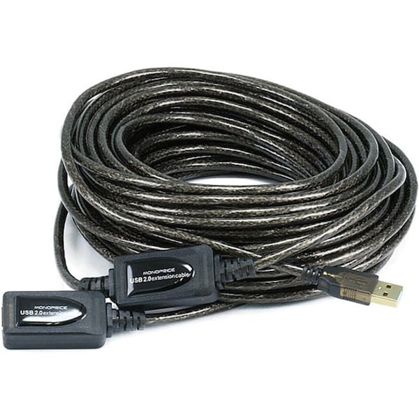 Monoprice 65ft 20M USB 2.0 A Male to A Female Active Extension / Repeater Cable 7533 - main