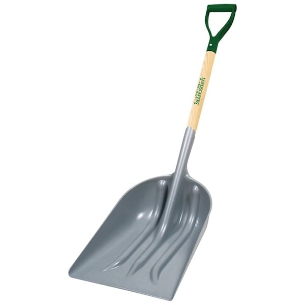 Landscapers Select Scoop Shovel, 14 in W x 12 in L Blade, ABS Blade, Wood Handle, D-Grip PLA-12-OR/34913 - main