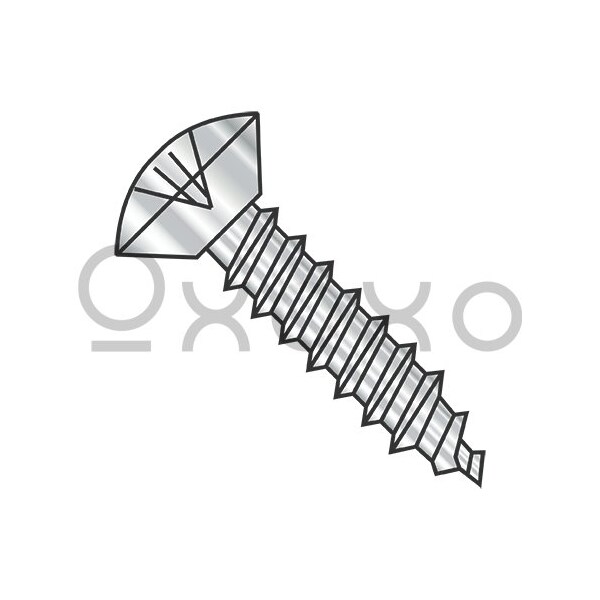 Oxoxo 4-24X3/16 Phillips Oval Undercut Self Tapping Screw Type A B Fully Threaded 18 8 Stainless, 5000PK 298791 - main