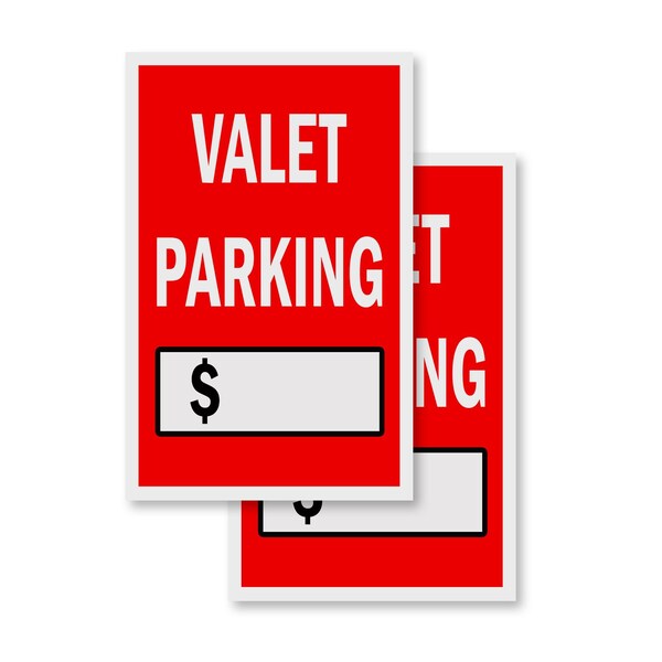 Signmission Valet Parking With Price, Vinyl Decals Only 24 Inch x 36 Inch, Vinyl Decal, 2PK DSB-2436-2PACK-Valet Parking With Price - main