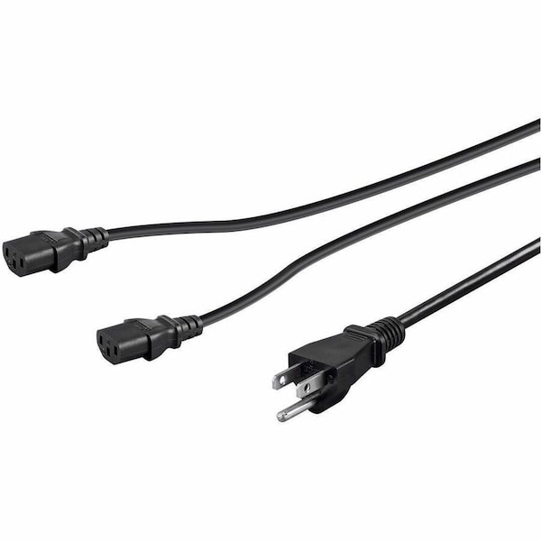 Monoprice SJT Extension Cord Adapter, 16 AWG, 16/3, Black, PVC, NEMA 5-15P, 3 ft 41091 - main