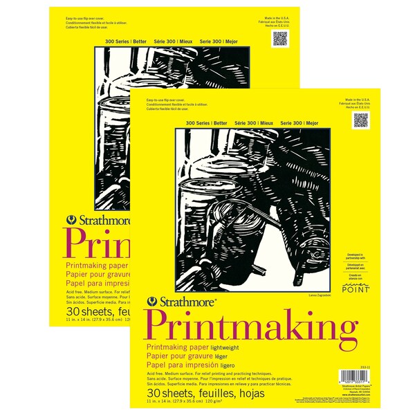 Strathmore 300 Series Printmaking Pad, Glue Binding, 30 Sheet, 11x14 inch, 2PK P333-11 - main