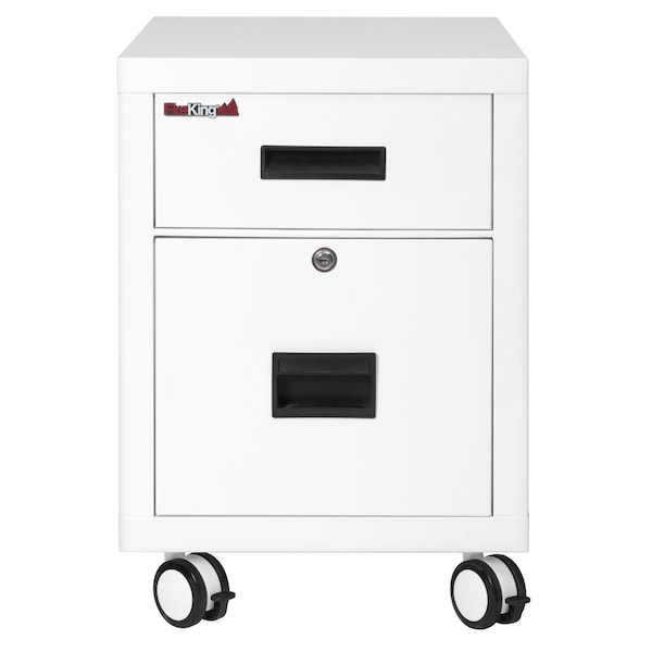 Fireking 1-Hr Fire rated, Mobile Pedestal, Ltr/Lgl file Drawer Arctic White 2M1822-1AW - main