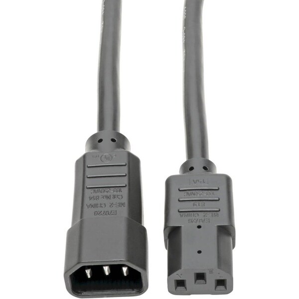 Eaton Tripp Lite Series Heavy-Duty PDU Power Cord, C13 to C14 - 15A, 250V, 14 AWG, 2 ft. 0.61 m, Black P005-002 - main