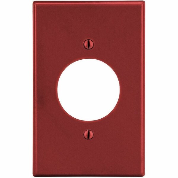 Hubbell Wiring Device-Kellems Single Receptacle Wall Plate, Number of Gangs: 1 Plastic, Satin Finish, Red P720R - main