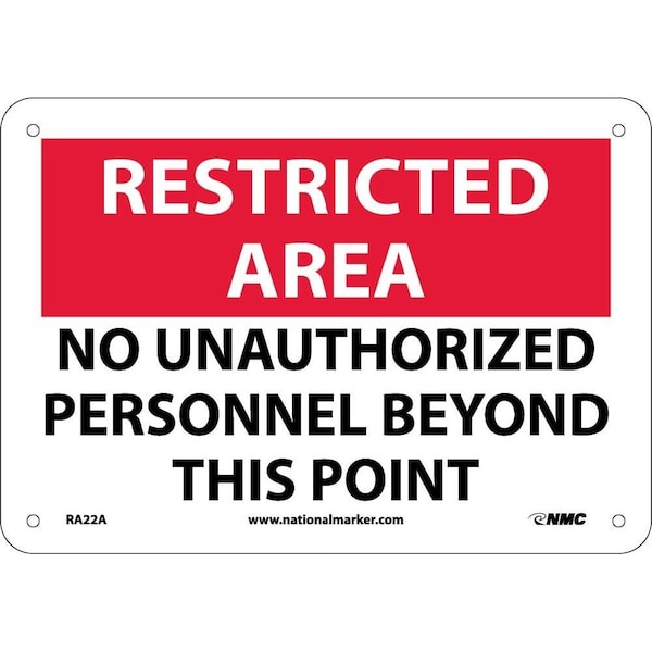 Nmc Restricted Area No Unauthorized Personnel Sign, RA22A RA22A - main