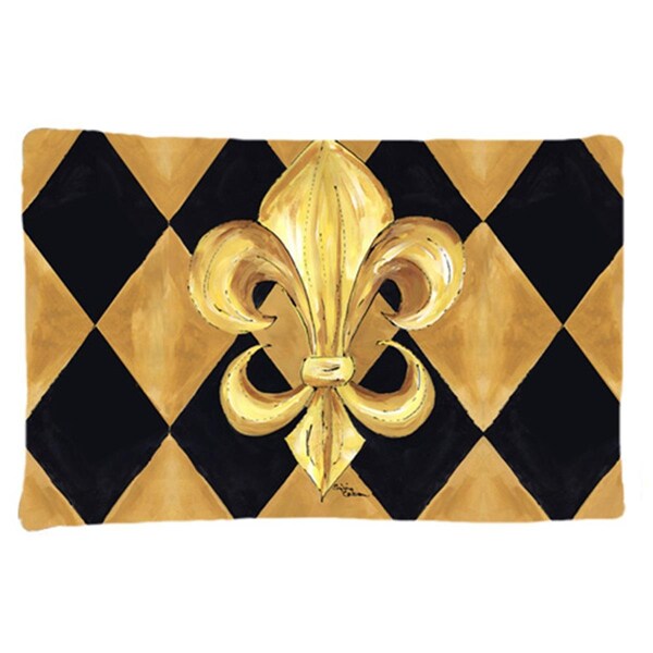 Carolines Treasures 20.5 x 30 in. Black and Gold Fleur De Lis New Orleans Moisture Wicking Fabric Standard Pillow Case 8125PILLOWCASE - main