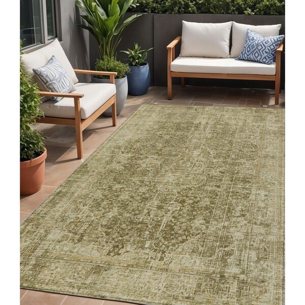 Homeroots 5' X 8' Brown And Beige Abstract Washable Indoor Outdoor Area Rug 616599 - main