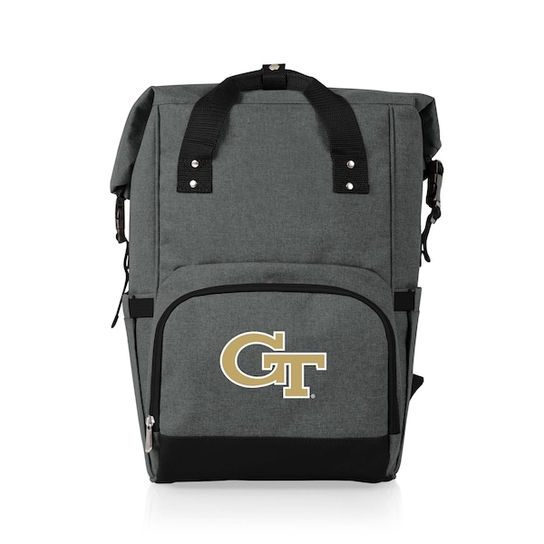 Picnic Time Family Of Brands NCAA Georgia Tech Yellow Jackets On The Go Roll-Top Backpack CoolerHeathered Gray 616-00-105-196-0 - main