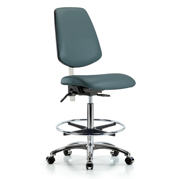 Blue Ridge Ergonomics Clean Room Chair Vin Hi Ben Chair, Med, Bk, Blu, CL100, No Arms, 26" to 35-1/2" Height, Vinyl BR-NCR-VHBCH-MB-CR-T0-A0-CF-CC-8546 - main