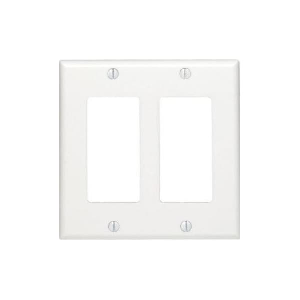 Cable Wholesale Dual Gang Decora Wall Plate 2 Hole - White 302-2-W - main